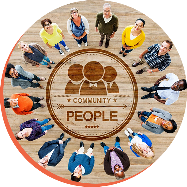 Multiethnic People Forming Circle and Community Concept